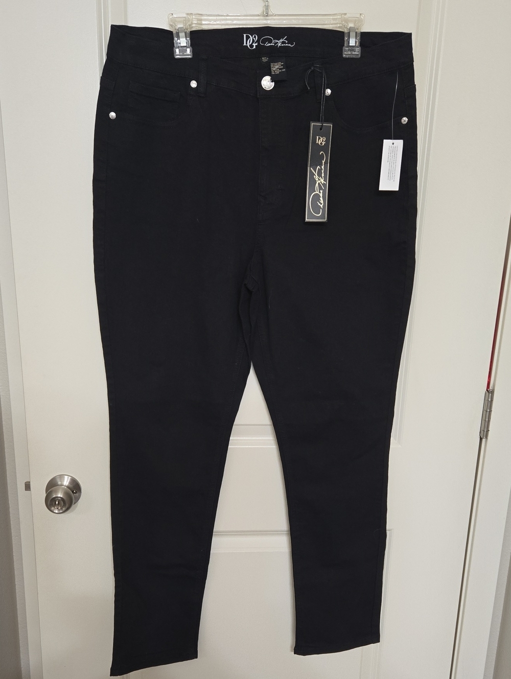DG2 by Diane Gilman Jet Black Skinny Jeans with Silver Accents